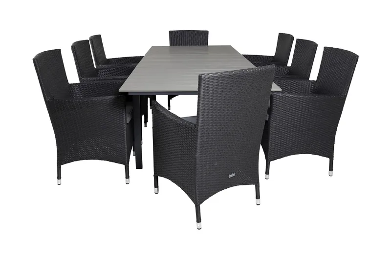 Levels Förlängningsbar Matgrupp Utomhus 160-240cm + 8 Malin Stolar, Natur