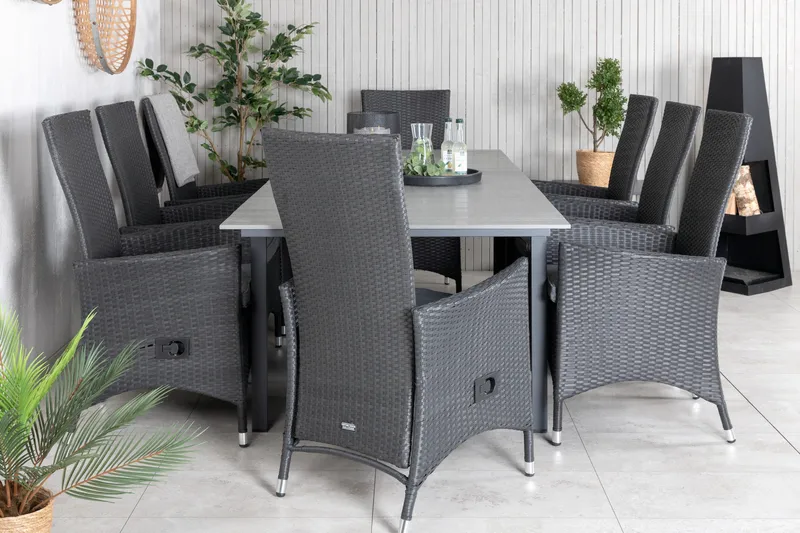 Levels Förlängningsbar Matgrupp Utomhus 160-240cm + 8 Padova Stolar - Natur - Utemöbler - Utegrupp - Matgrupp utomhus