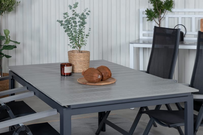 Levels Förlängningsbar Matgrupp Utomhus 160cm + 4 Albany Stolar - Brun/Vit - Utemöbler - Utegrupp - Matgrupp utomhus