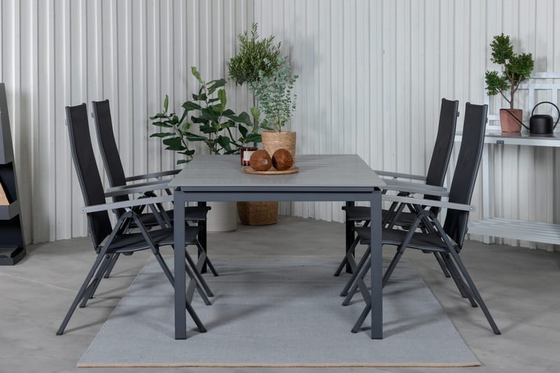 Levels Förlängningsbar Matgrupp Utomhus 160cm + 4 Albany Stolar - Brun/Vit - Utemöbler - Utegrupp - Matgrupp utomhus