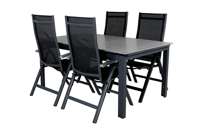 Levels Förlängningsbar Matgrupp Utomhus 160cm + 4 Albany Stolar - Brun/Vit - Utemöbler - Utegrupp - Matgrupp utomhus