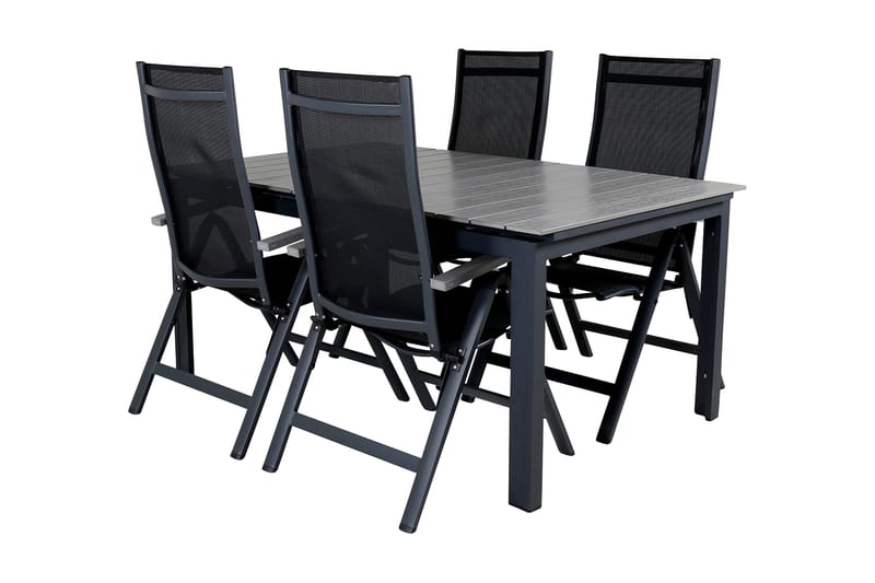 Levels Förlängningsbar Matgrupp Utomhus 160cm + 4 Albany Stolar - Brun/Vit - Utemöbler - Utegrupp - Matgrupp utomhus