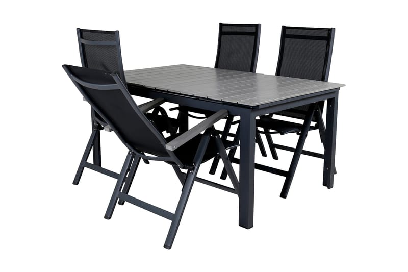 Levels Förlängningsbar Matgrupp Utomhus 160cm + 4 Albany Stolar - Brun/Vit - Utemöbler - Utegrupp - Matgrupp utomhus