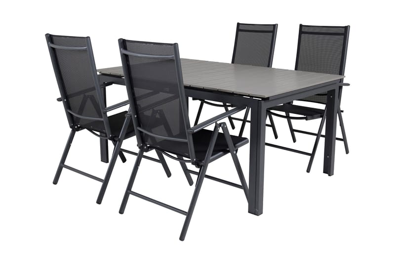 Levels Förlängningsbar Matgrupp Utomhus 160cm + 4 Break Stolar - Svart/Grå - Utemöbler - Utegrupp - Matgrupp utomhus