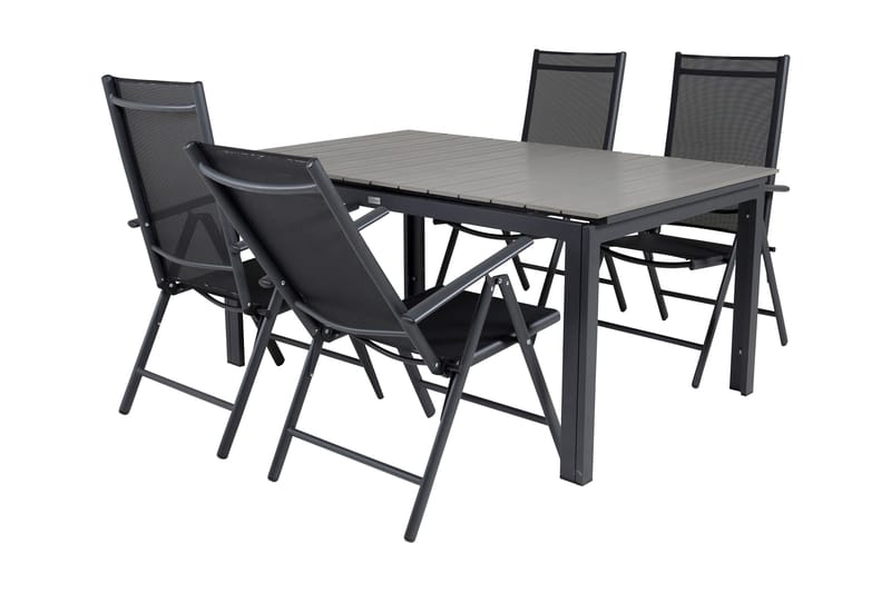 Levels Förlängningsbar Matgrupp Utomhus 160cm + 4 Break Stolar - Svart/Grå - Utemöbler - Utegrupp - Matgrupp utomhus
