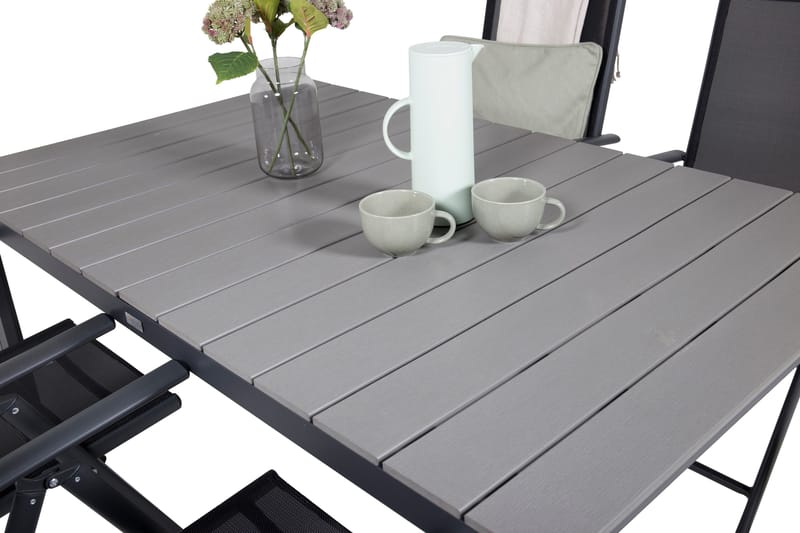Levels Förlängningsbar Matgrupp Utomhus 160cm + 4 Break Stolar - Svart/Grå - Utemöbler - Utegrupp - Matgrupp utomhus