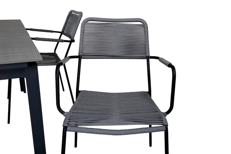 Levels Förlängningsbar Matgrupp Utomhus 160cm + 4 Lindos Stolar - Svart/Grå - Utemöbler - Utegrupp - Matgrupp utomhus