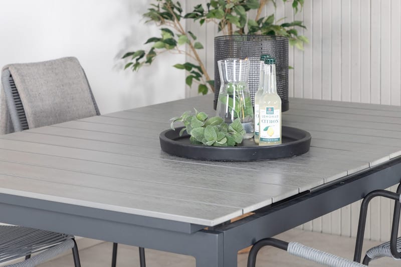 Levels Förlängningsbar Matgrupp Utomhus 160cm + 4 Lindos Stolar - Svart/Grå - Utemöbler - Utegrupp - Matgrupp utomhus