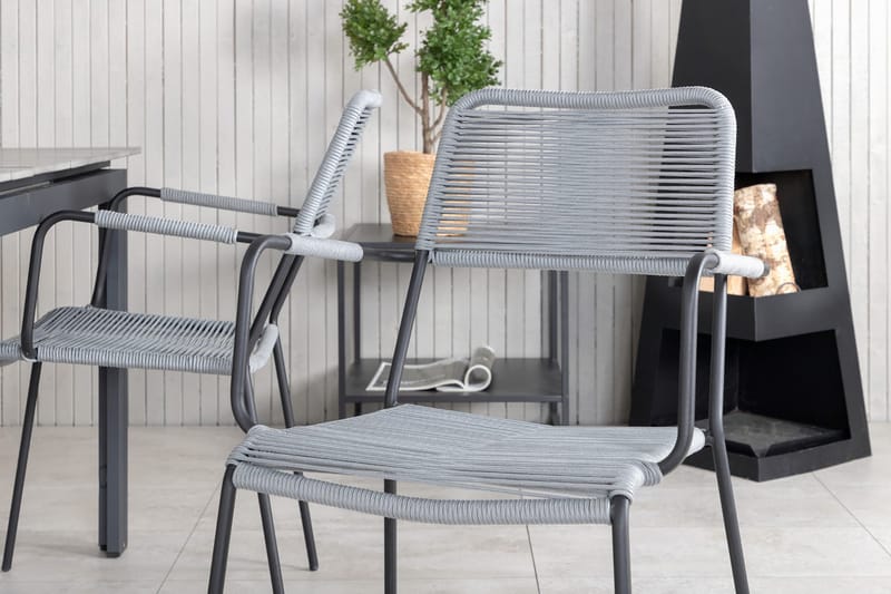 Levels Förlängningsbar Matgrupp Utomhus 160cm + 4 Lindos Stolar - Svart/Grå - Utemöbler - Utegrupp - Matgrupp utomhus