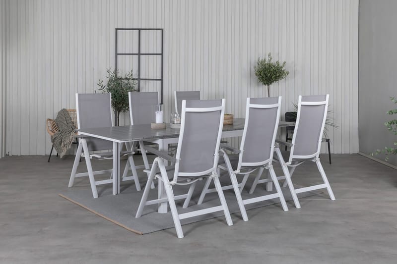 Levels Förlängningsbar Matgrupp Utomhus 160cm + 6 Albany Matstolar, Vit