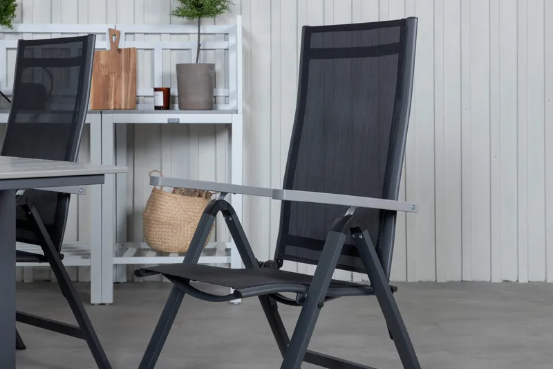 Levels Förlängningsbar Matgrupp Utomhus 160cm + 6 Albany Stolar - Svart/Grå - Utemöbler - Utegrupp - Matgrupp utomhus