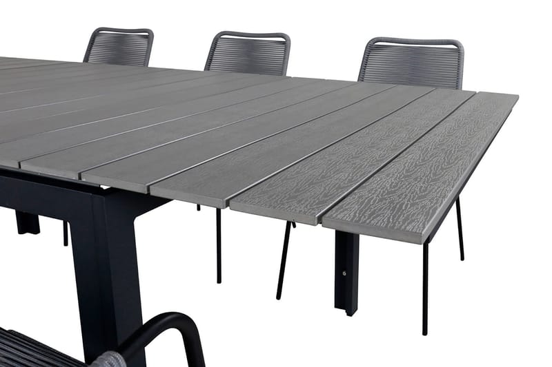 Levels Förlängningsbar Matgrupp Utomhus 160cm + 6 Lindos Stolar - Svart/Natur - Utemöbler - Utegrupp - Matgrupp utomhus