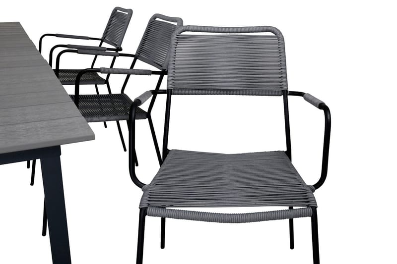Levels Förlängningsbar Matgrupp Utomhus 160cm + 6 Lindos Stolar - Svart/Natur - Utemöbler - Utegrupp - Matgrupp utomhus