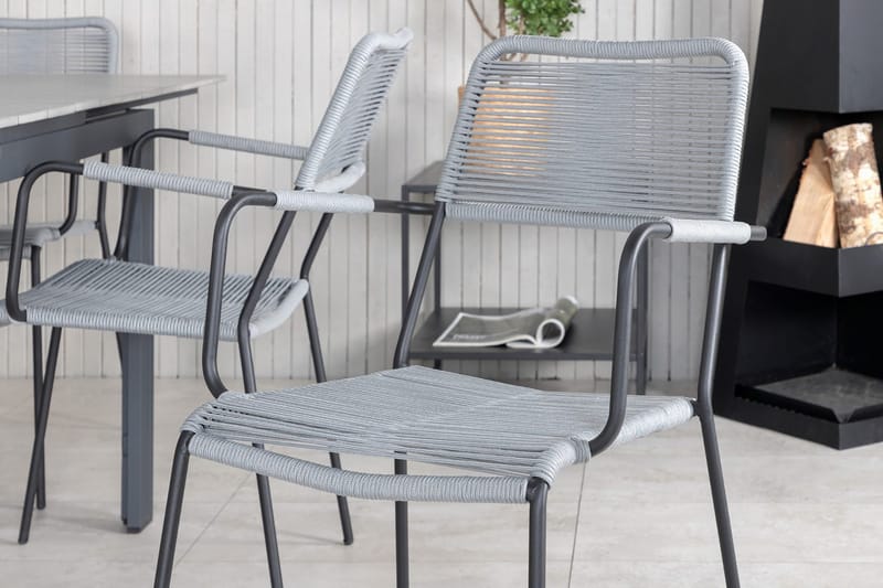 Levels Förlängningsbar Matgrupp Utomhus 160cm + 6 Lindos Stolar - Svart/Natur - Utemöbler - Utegrupp - Matgrupp utomhus