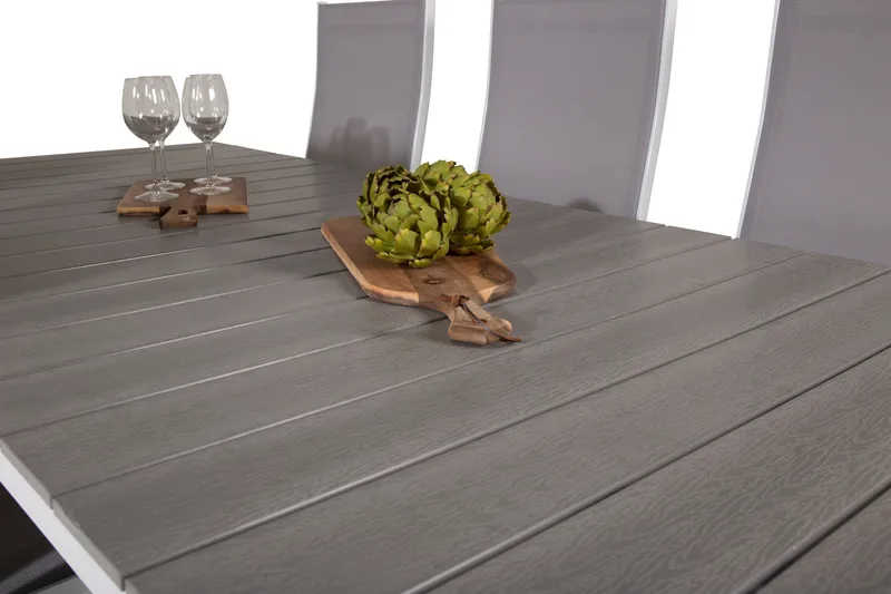 Levels Förlängningsbar Matgrupp Utomhus 224-324 cm + 6 st Copacabana Matstolar - Vit - Utemöbler - Utegrupp - Matgrupp utomhus