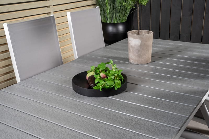 Levels Förlängningsbar Matgrupp Utomhus 224cm + 6 Break Matstolar - Grå/Vit - Utemöbler - Utegrupp - Matgrupp utomhus