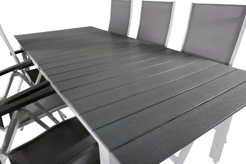 Levels Förlängningsbar Matgrupp Utomhus 229cm + 6 Albany Stolar - Brun/Vit - Utemöbler - Utegrupp - Matgrupp utomhus