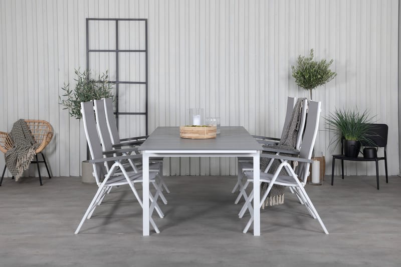 Levels Förlängningsbar Matgrupp Utomhus 229cm + 6 Albany Stolar - Brun/Vit - Utemöbler - Utegrupp - Matgrupp utomhus