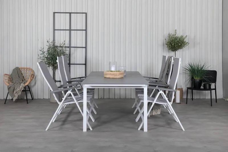 Levels Förlängningsbar Matgrupp Utomhus 229cm + 6 Albany Stolar - Brun/Vit - Utemöbler - Utegrupp - Matgrupp utomhus