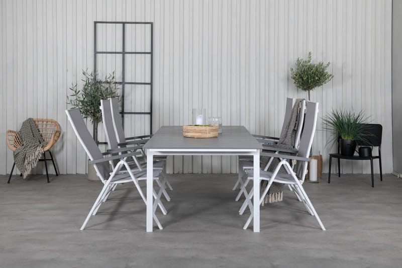 Levels Förlängningsbar Matgrupp Utomhus 229cm + 6 Albany Stolar - Brun/Vit - Utemöbler - Utegrupp - Matgrupp utomhus