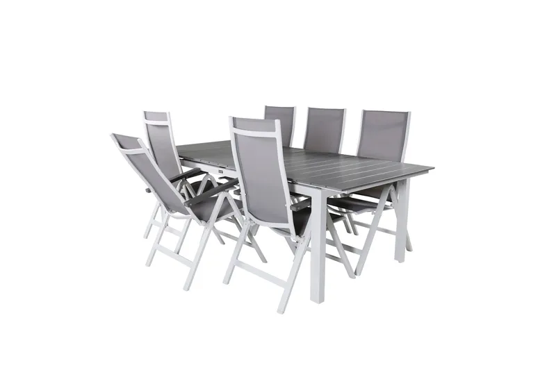 Levels Förlängningsbar Matgrupp Utomhus 229cm + 6 Albany Stolar - Brun/Vit - Utemöbler - Utegrupp - Matgrupp utomhus