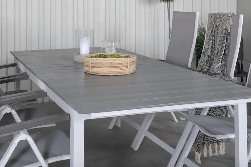Levels Förlängningsbar Matgrupp Utomhus 229cm + 6 Albany Stolar - Brun/Vit - Utemöbler - Utegrupp - Matgrupp utomhus