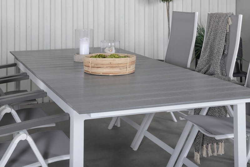 Levels Förlängningsbar Matgrupp Utomhus 229cm + 6 Albany Stolar - Brun/Vit - Utemöbler - Utegrupp - Matgrupp utomhus