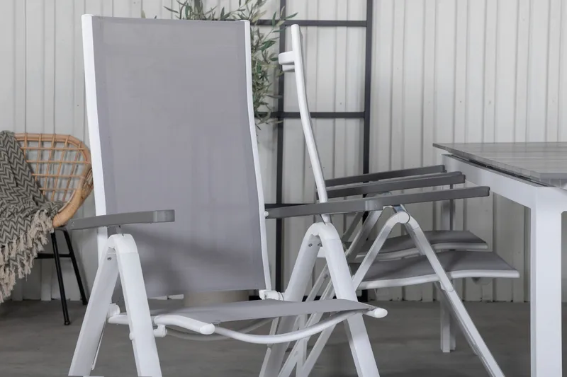 Levels Förlängningsbar Matgrupp Utomhus 229cm + 6 Albany Stolar - Brun/Vit - Utemöbler - Utegrupp - Matgrupp utomhus