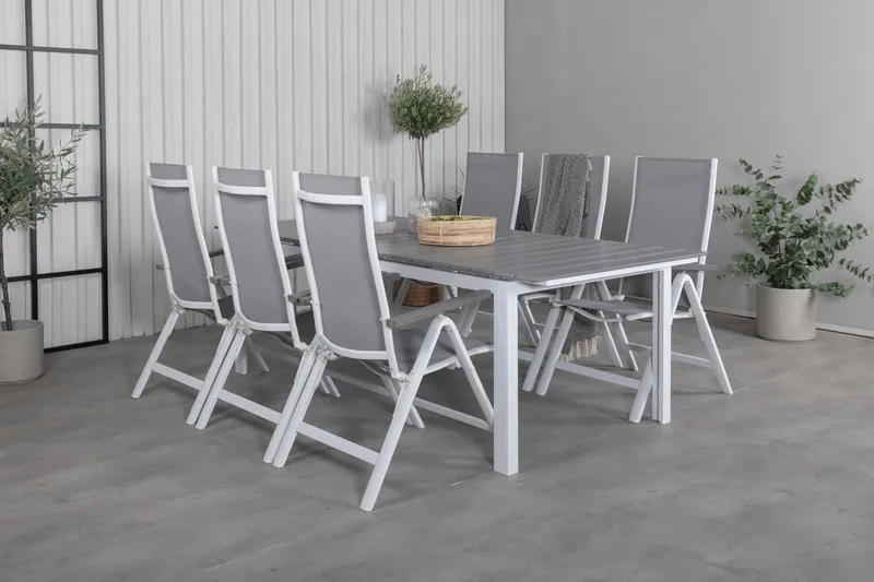 Levels Förlängningsbar Matgrupp Utomhus 229cm + 6 Albany Stolar - Brun/Vit - Utemöbler - Utegrupp - Matgrupp utomhus