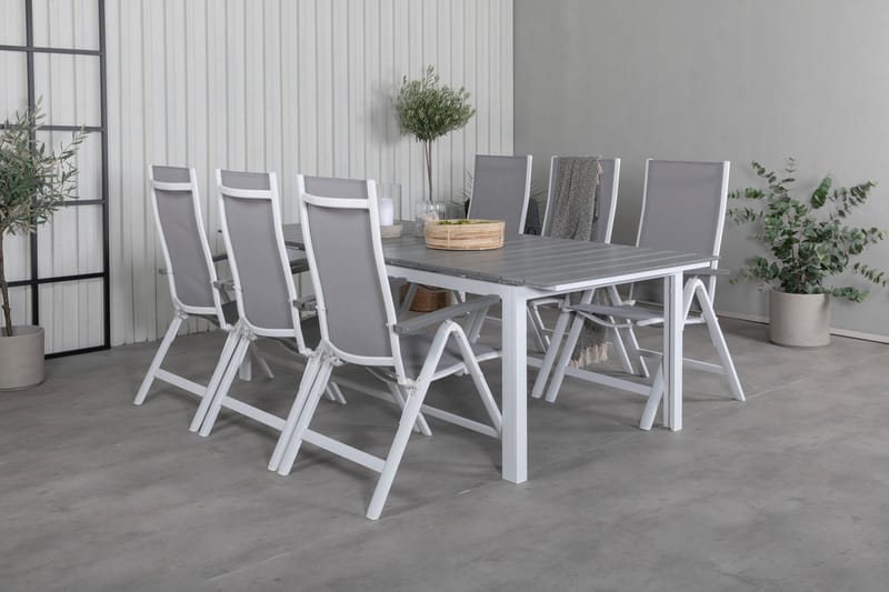 Levels Förlängningsbar Matgrupp Utomhus 229cm + 6 Albany Stolar - Brun/Vit - Utemöbler - Utegrupp - Matgrupp utomhus