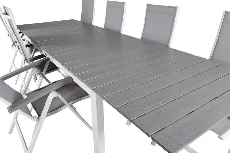 Levels Förlängningsbar Matgrupp Utomhus 229cm + 8 Albany Stolar - Brun/Vit - Utemöbler - Utegrupp - Matgrupp utomhus