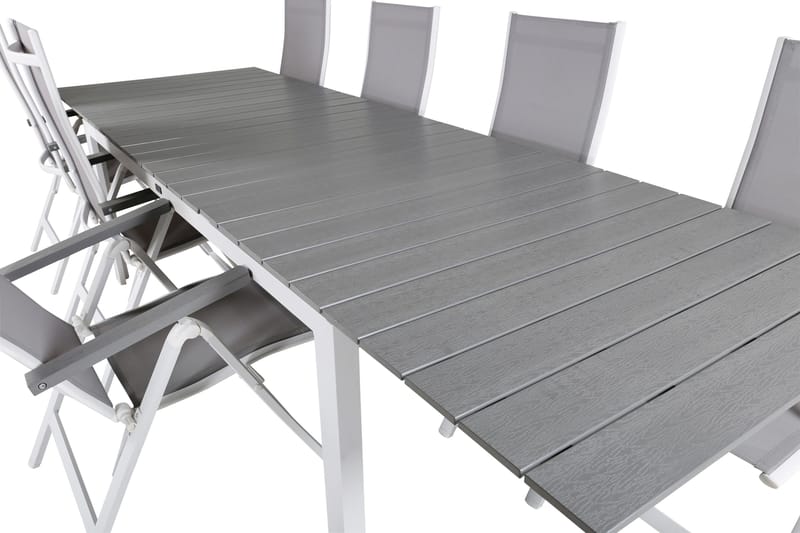 Levels Förlängningsbar Matgrupp Utomhus 229cm + 8 Albany Stolar - Brun/Vit - Utemöbler - Utegrupp - Matgrupp utomhus