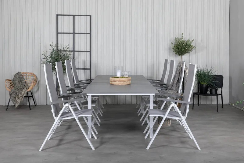 Levels Förlängningsbar Matgrupp Utomhus 229cm + 8 Albany Stolar - Brun/Vit - Utemöbler - Utegrupp - Matgrupp utomhus