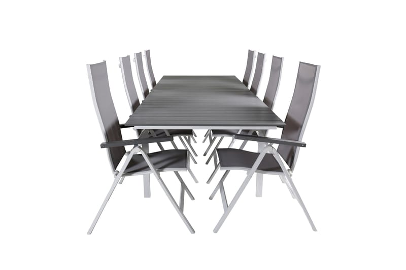 Levels Förlängningsbar Matgrupp Utomhus 229cm + 8 Albany Stolar, Brun/Vit