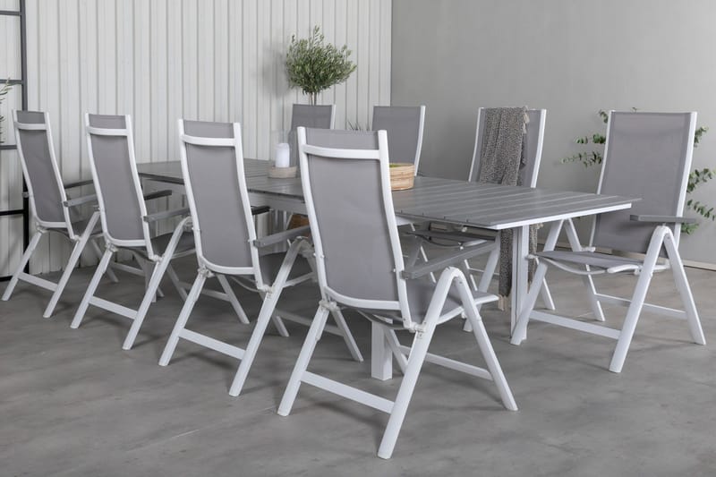 Levels Förlängningsbar Matgrupp Utomhus 229cm + 8 Albany Stolar - Brun/Vit - Utemöbler - Utegrupp - Matgrupp utomhus