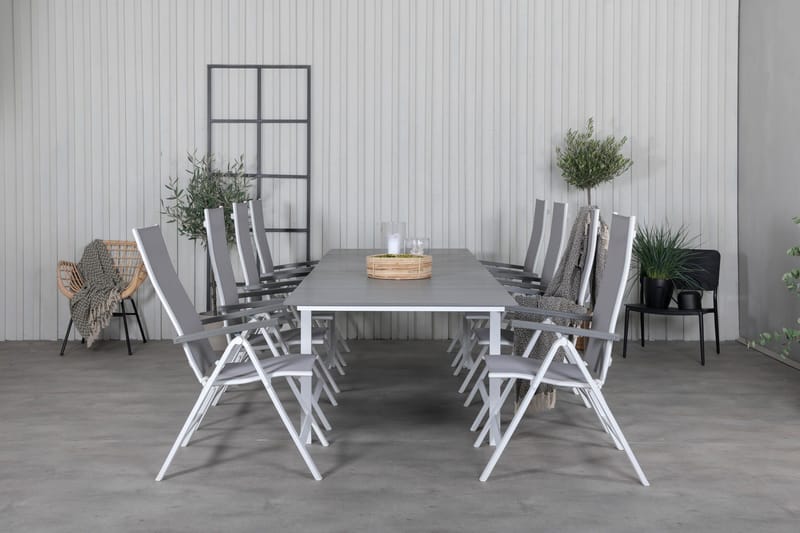 Levels Förlängningsbar Matgrupp Utomhus 229cm + 8 Albany Stolar - Brun/Vit - Utemöbler - Utegrupp - Matgrupp utomhus