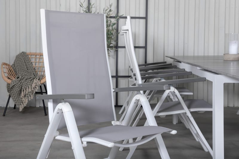 Levels Förlängningsbar Matgrupp Utomhus 229cm + 8 Albany Stolar - Brun/Vit - Utemöbler - Utegrupp - Matgrupp utomhus