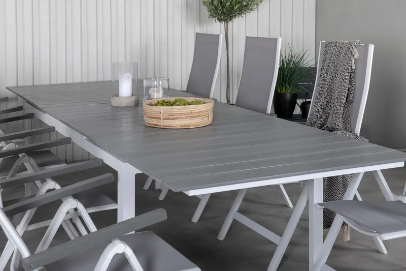 Levels Förlängningsbar Matgrupp Utomhus 229cm + 8 Albany Stolar - Brun/Vit - Utemöbler - Utegrupp - Matgrupp utomhus