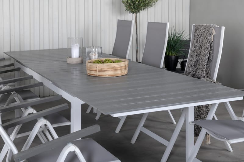 Levels Förlängningsbar Matgrupp Utomhus 229cm + 8 Albany Stolar - Brun/Vit - Utemöbler - Utegrupp - Matgrupp utomhus