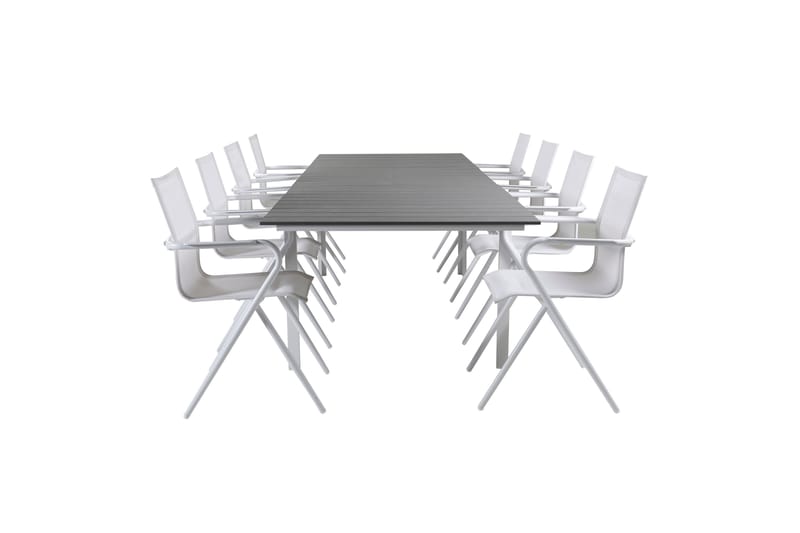 Levels Förlängningsbar Matgrupp Utomhus 229cm + 8 Alina Stolar - Svart/Grå - Utemöbler - Utegrupp - Matgrupp utomhus