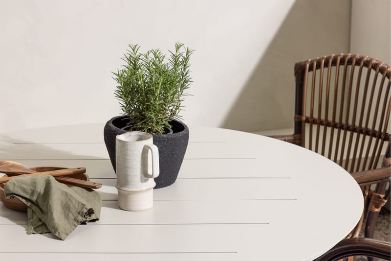 Lina Matgrupp Rund 120 cm + 4 st Galera Karmstolar Brun/Vit - Brun/Vit - Utemöbler - Utegrupp - Matgrupp utomhus