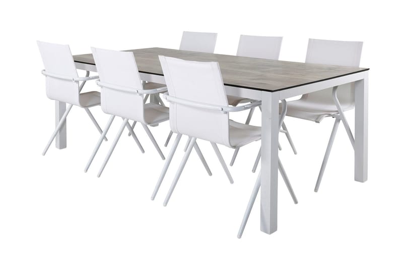 Llama Matgrupp 205cm + 6 Alina Matstolar Svart/Grå - Svart/Grå - Utemöbler - Utegrupp - Matgrupp utomhus