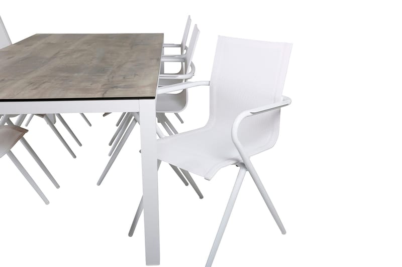 Llama Matgrupp 205cm + 6 Alina Matstolar Svart/Grå - Svart/Grå - Utemöbler - Utegrupp - Matgrupp utomhus