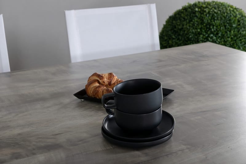 Llama Matgrupp 205cm + 6 Alina Matstolar Svart/Grå - Svart/Grå - Utemöbler - Utegrupp - Matgrupp utomhus