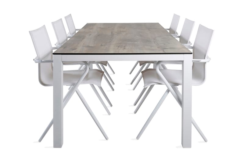 Llama Matgrupp Utomhus 205cm + 6 Alina Matstolar, Svart/Grå
