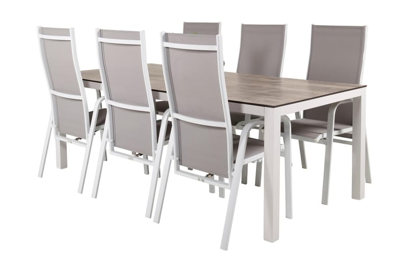 Llama Matgrupp Utomhus 205cm + 6 Copacabana Reclinerstolar - Svart/Grå - Utemöbler - Utegrupp - Matgrupp utomhus