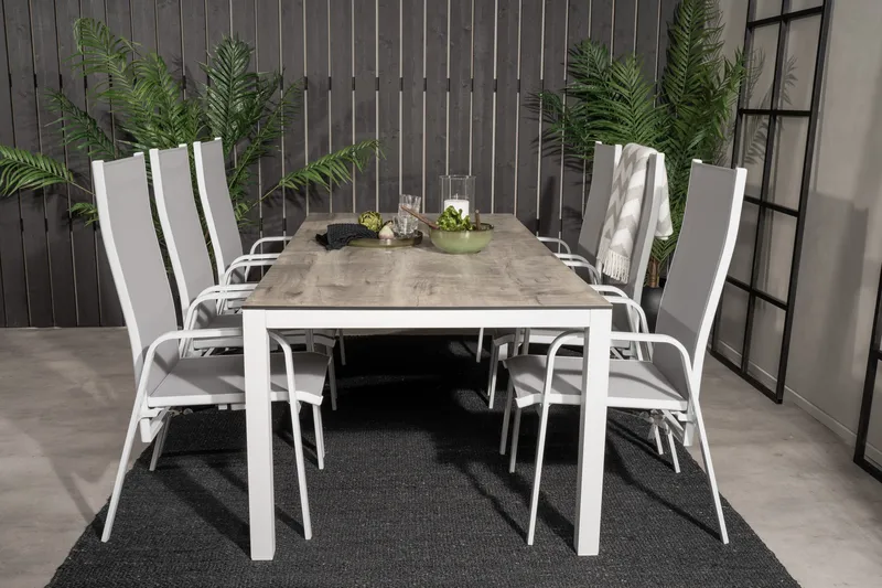 Llama Matgrupp Utomhus 205cm + 6 Copacabana Reclinerstolar - Svart/Grå - Utemöbler - Utegrupp - Matgrupp utomhus