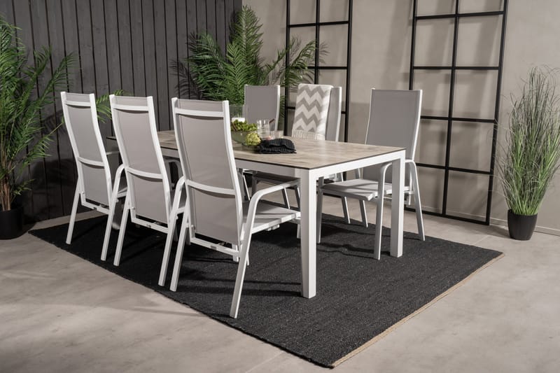 Llama Matgrupp Utomhus 205cm + 6 Copacabana Reclinerstolar - Svart/Grå - Utemöbler - Utegrupp - Matgrupp utomhus