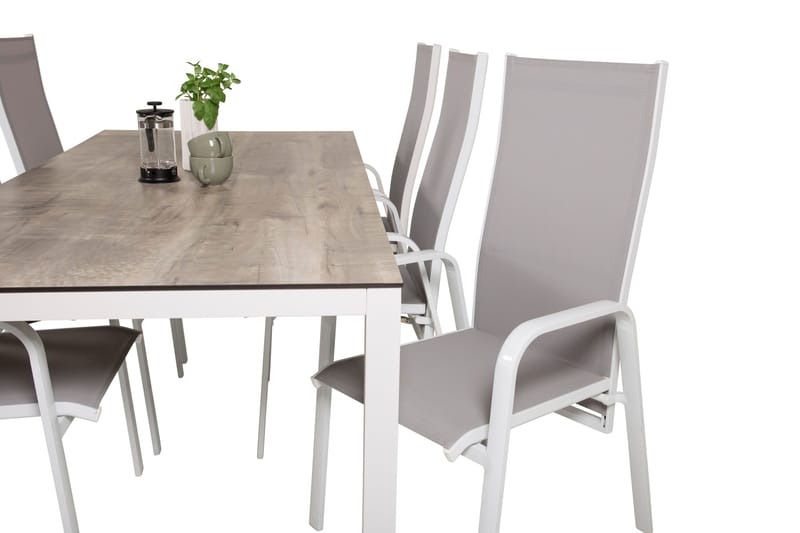 Llama Matgrupp Utomhus 205cm + 6 Copacabana Reclinerstolar - Svart/Grå - Utemöbler - Utegrupp - Matgrupp utomhus