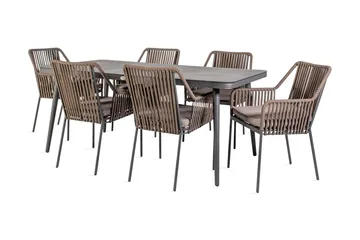 Möbelset ANDROS Utebord och 6 Utestolar 180x90xH75cm - Utemöbler - Utegrupp - Matgrupp utomhus